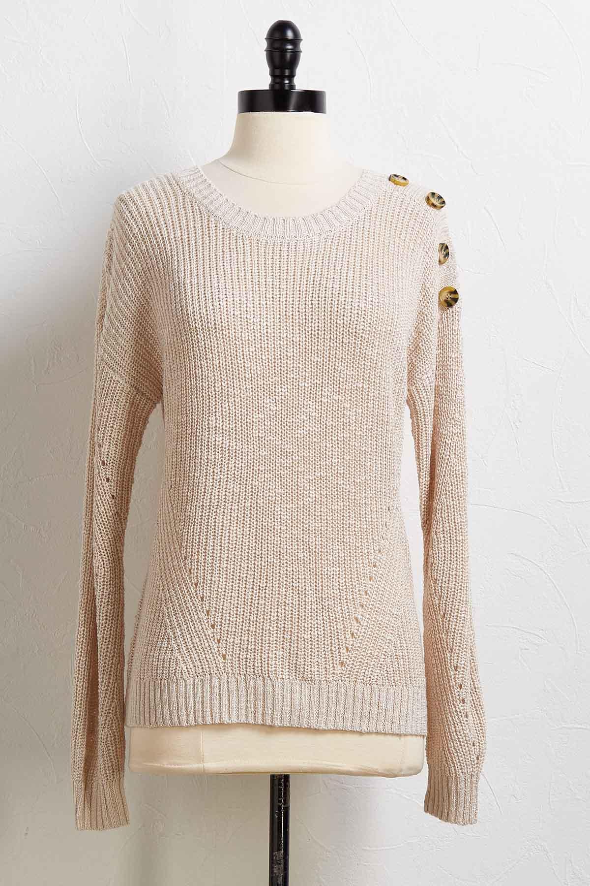 Versona button shoulder sweater
