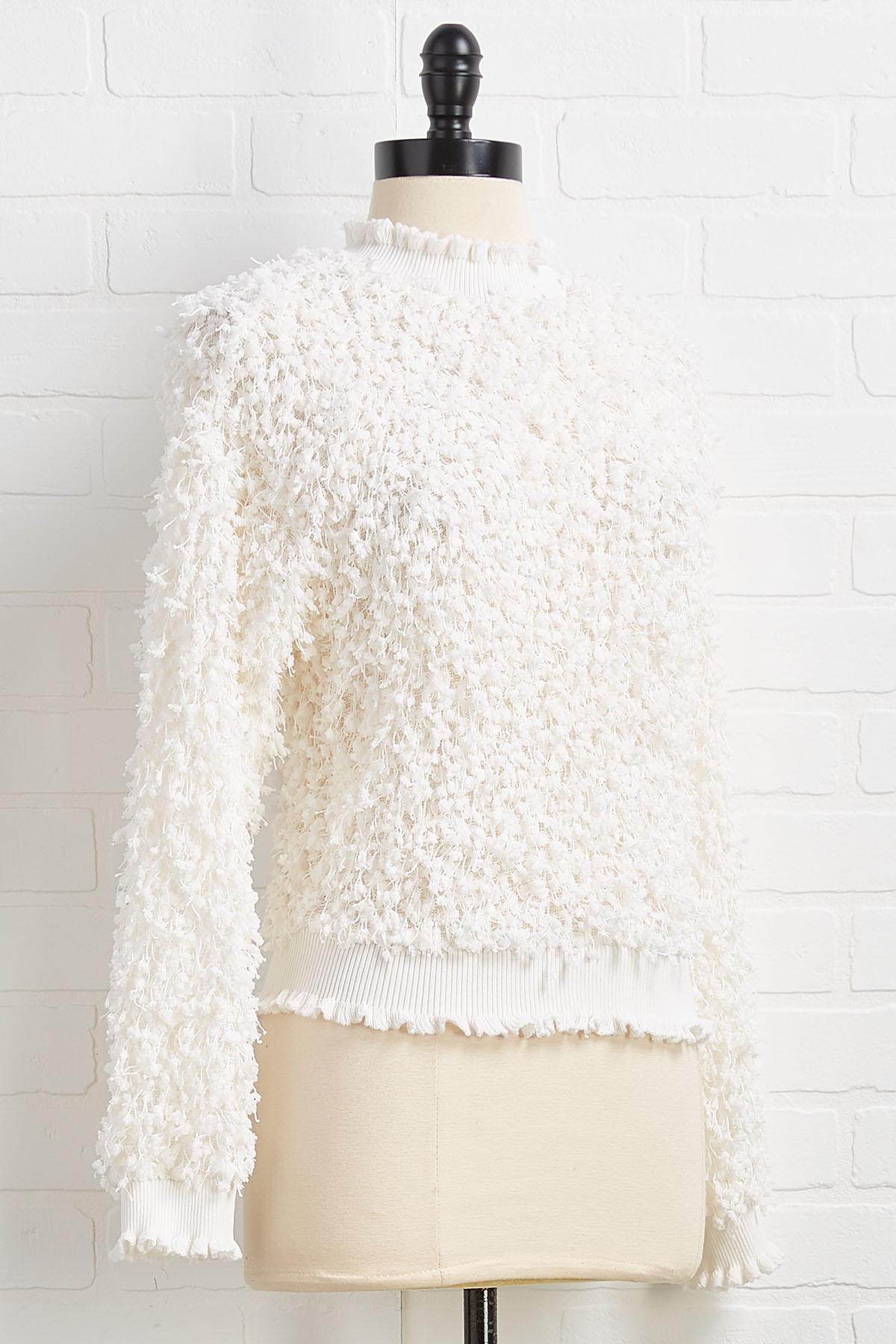 Versona eyelash confetti fringe sweater
