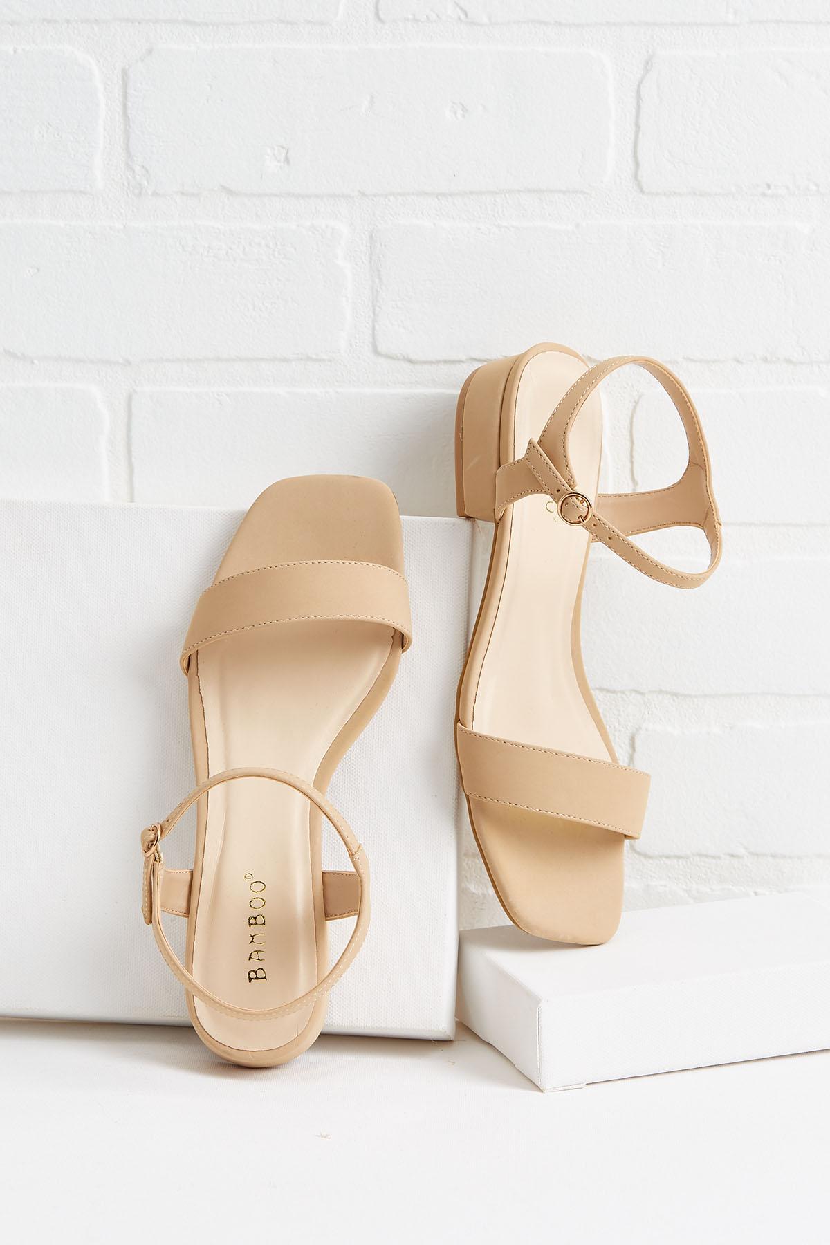tan square toe heels