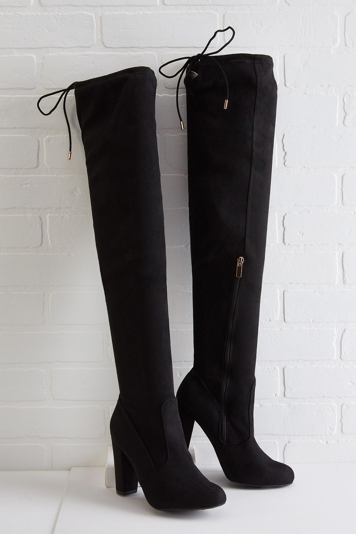 drawstring knee high boots