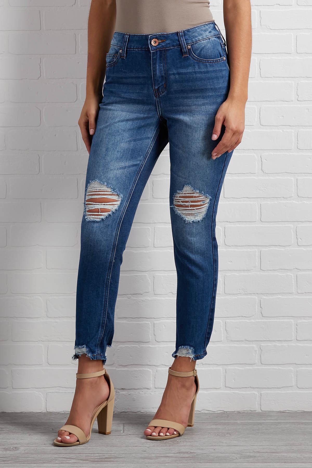 distressed back jeans