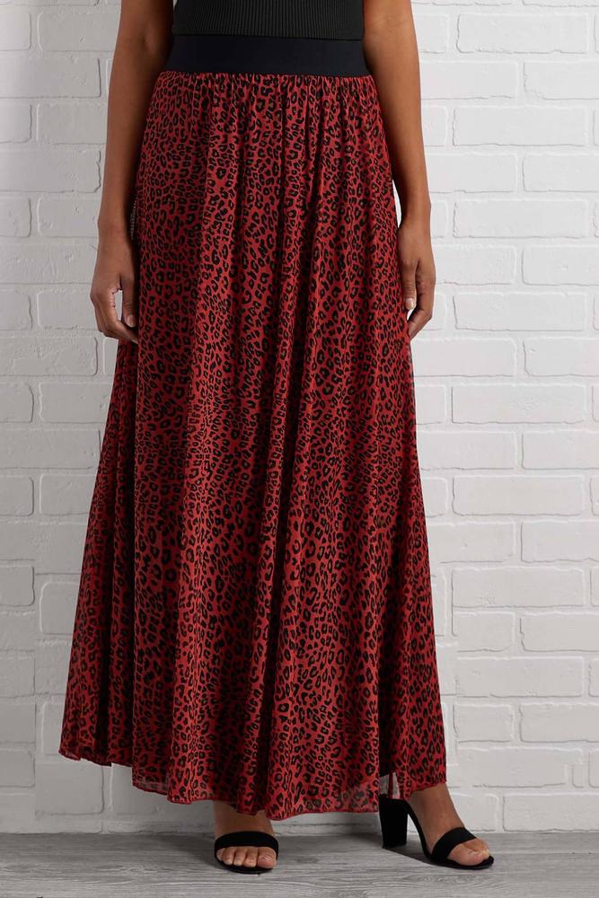 red mesh maxi skirt