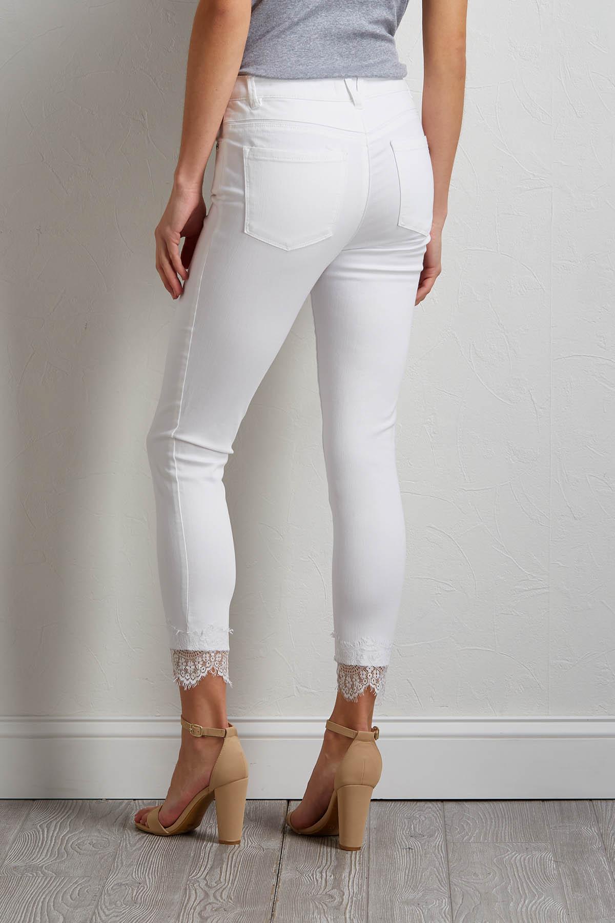 Versona white lace trim jeans