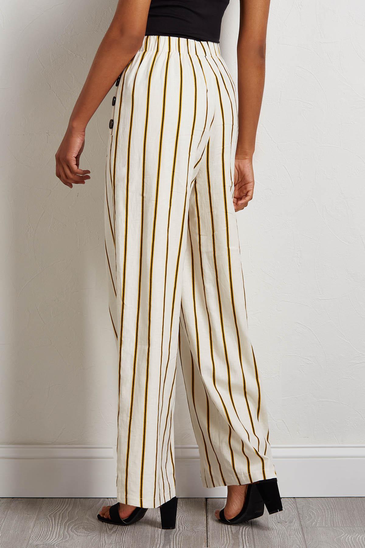 gold linen pants