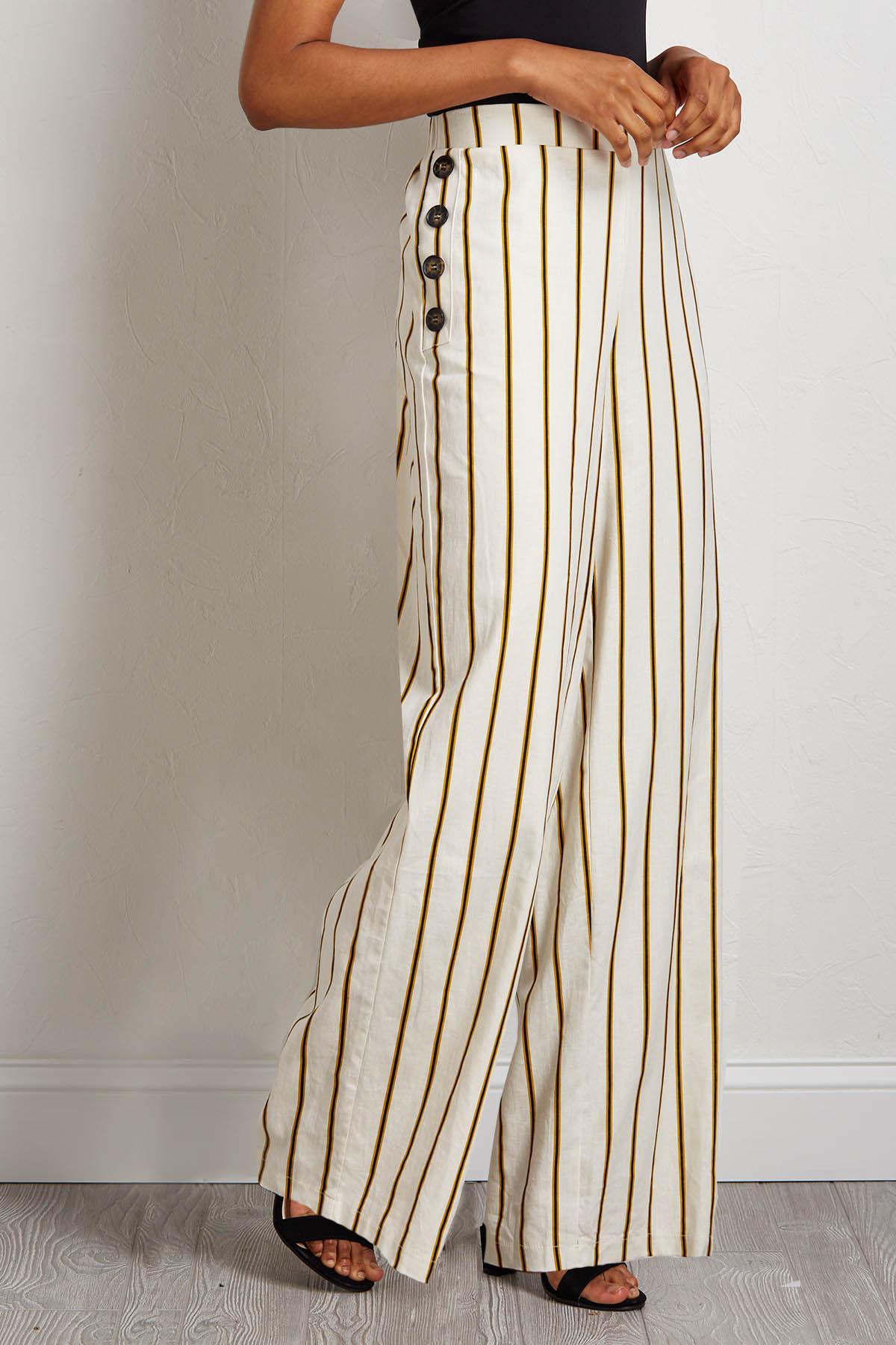 gold linen pants