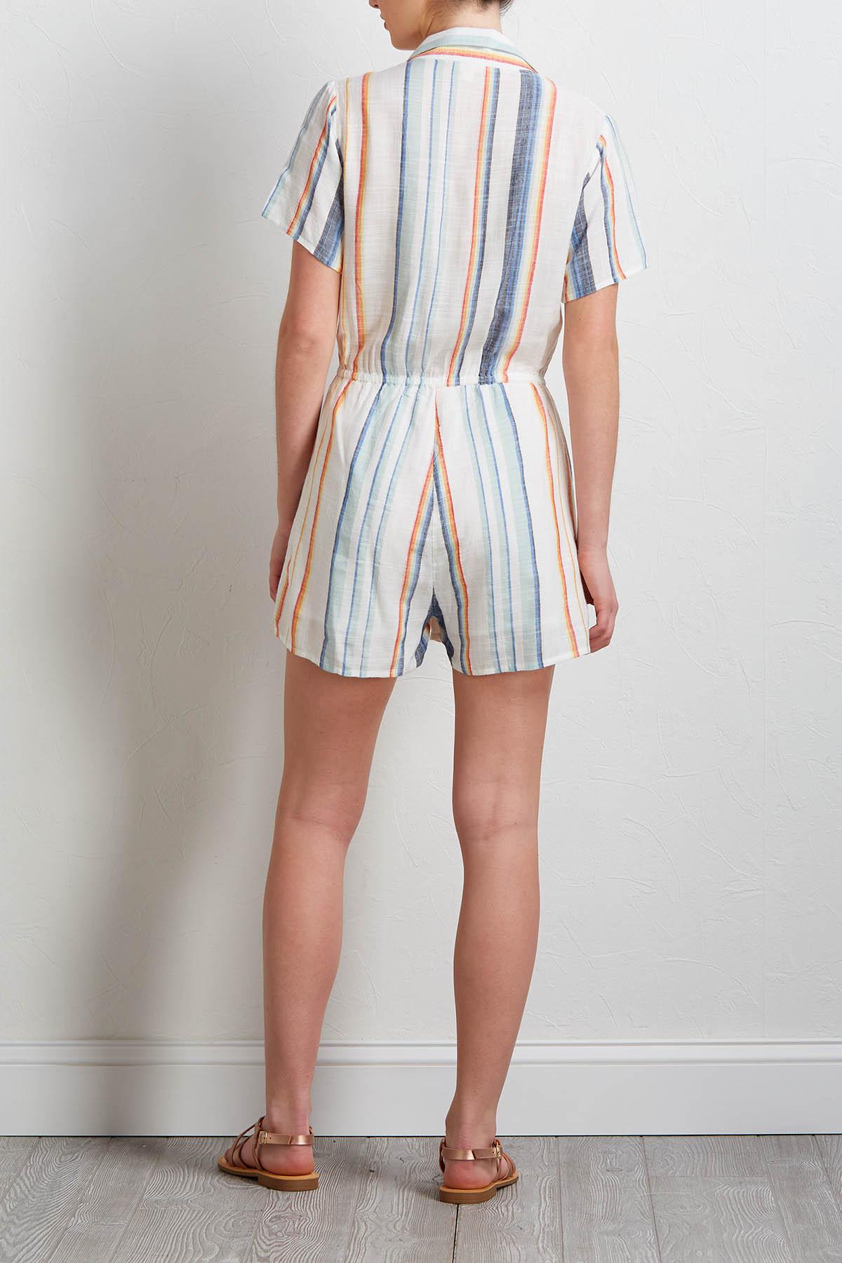 Versona multi stripe linen romper