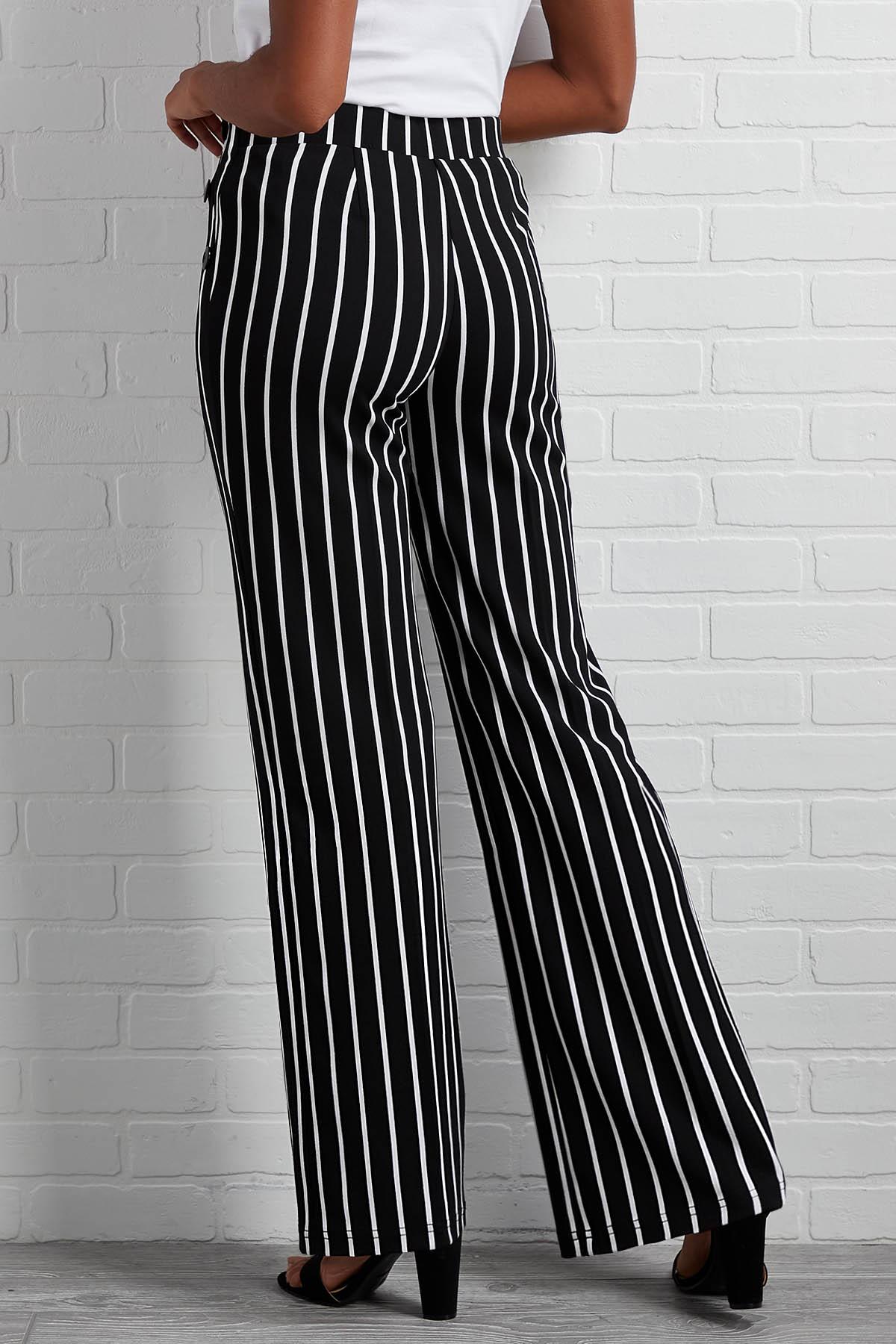 black and white line pants