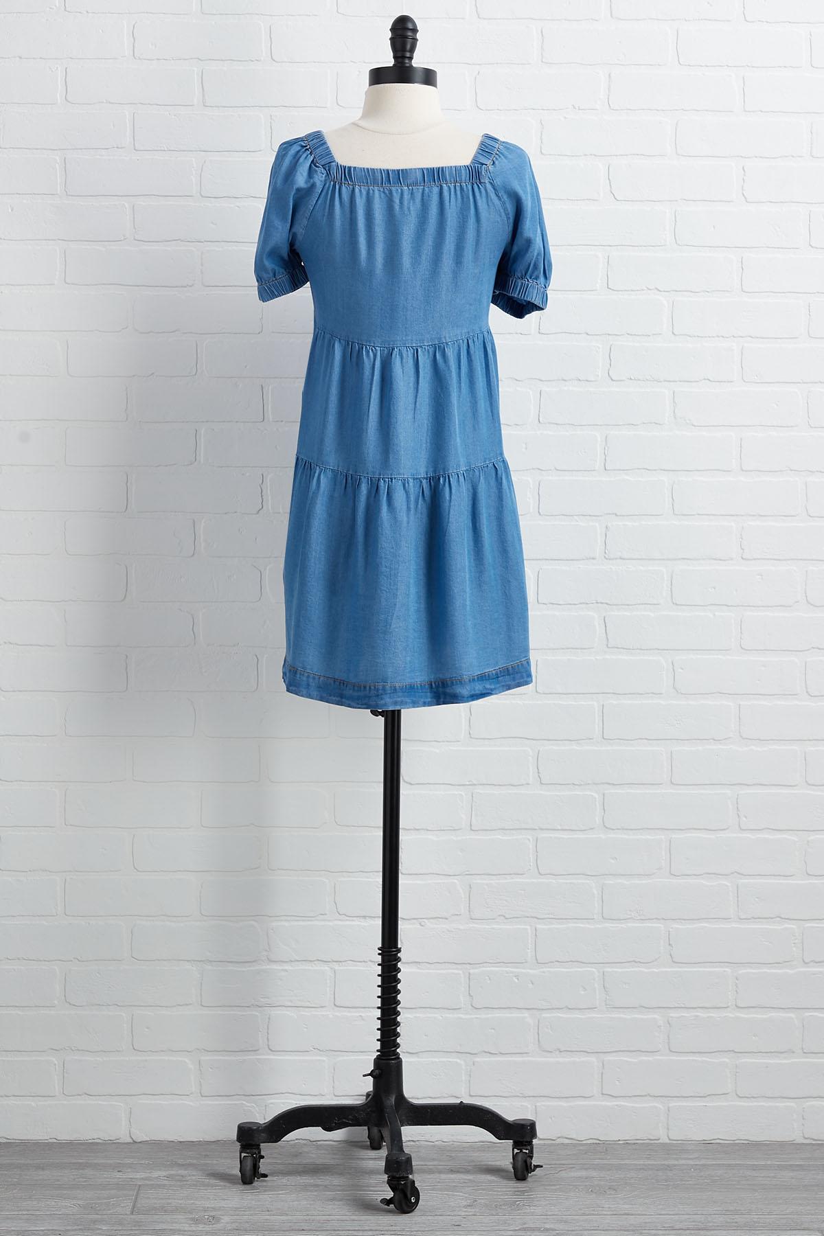 Versona blue jean babydoll dress