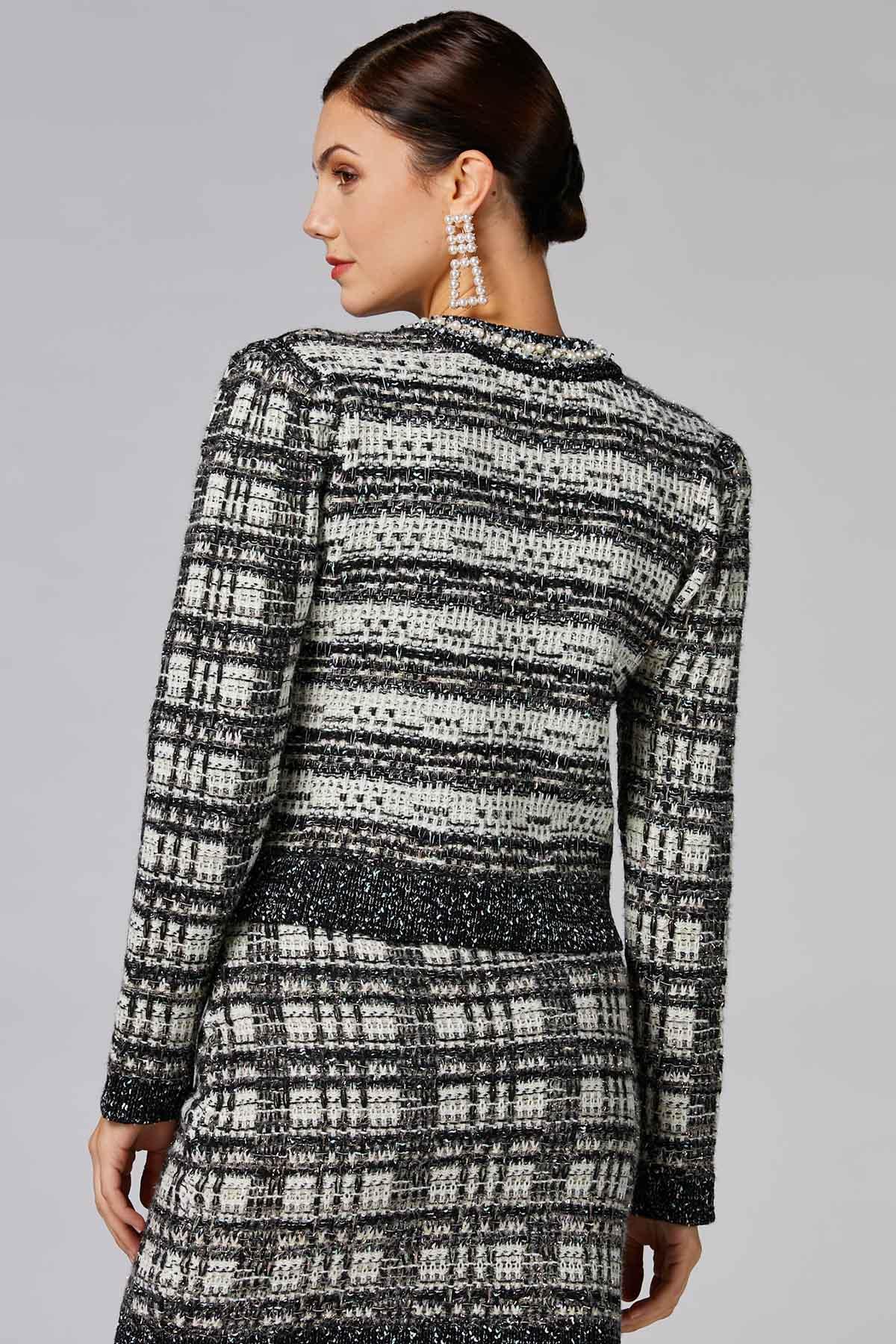 Versona cach pearl trim tweed blazer