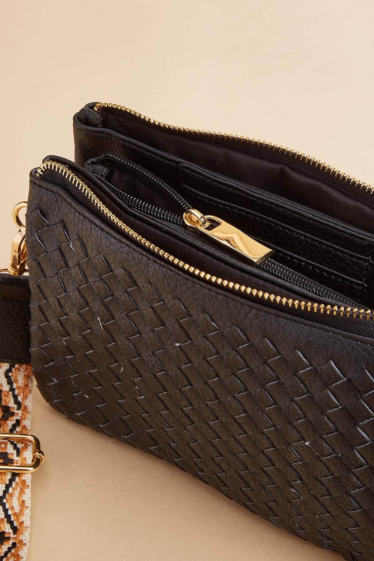 Versona black basket weave crossbody