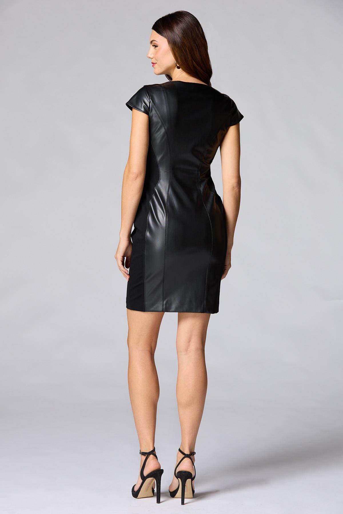 Versona | cache faux leather panel dress