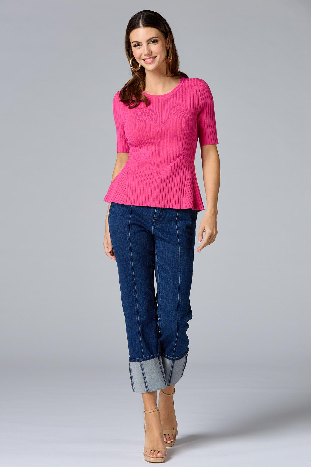 Versona | cache solid peplum sweater- pink