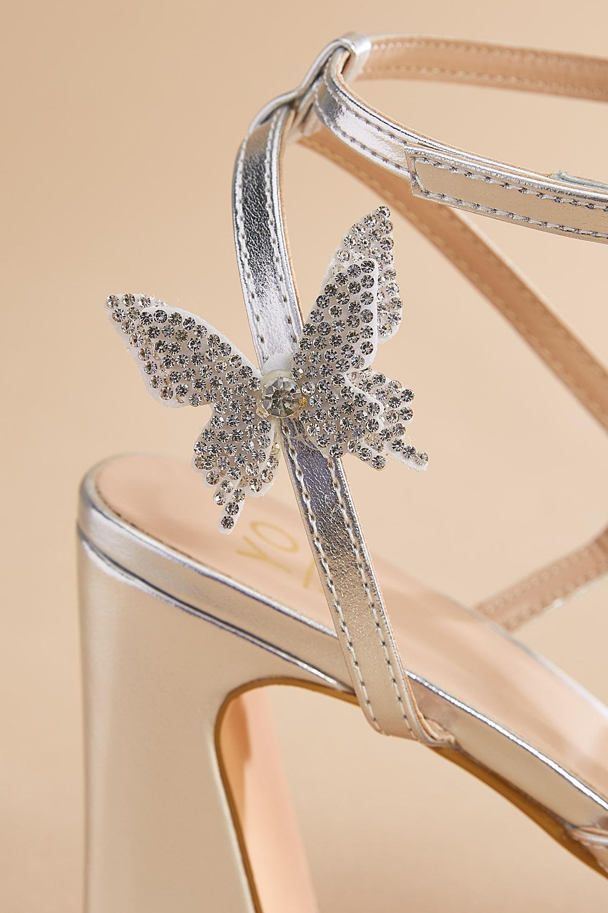 Butterfly Silver Tie Up Heels Versona Silver Butterfly Strappy Heels