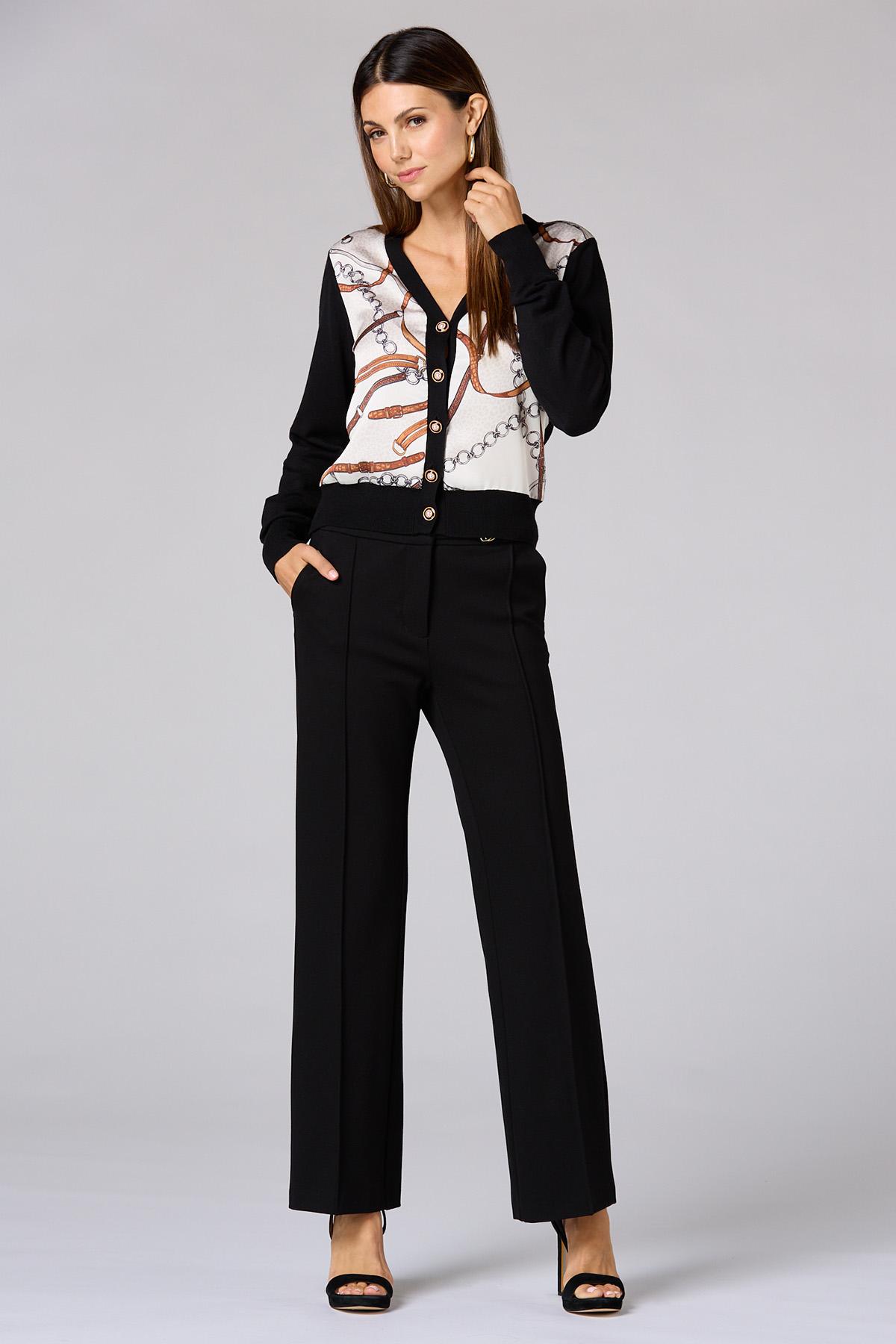 Versona cache mixed fabric printed cardigan