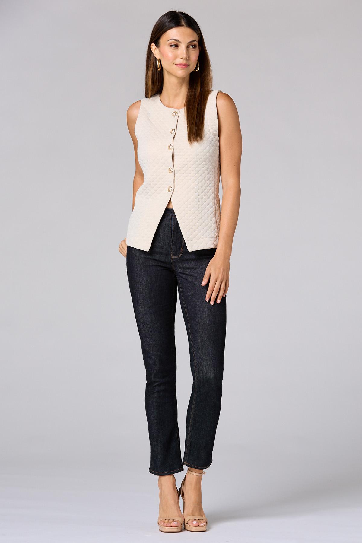 Versona | cache quilted gold button vest