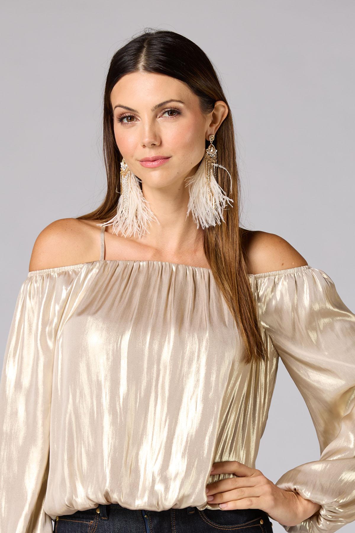 Versona | cache gold bubble hem top