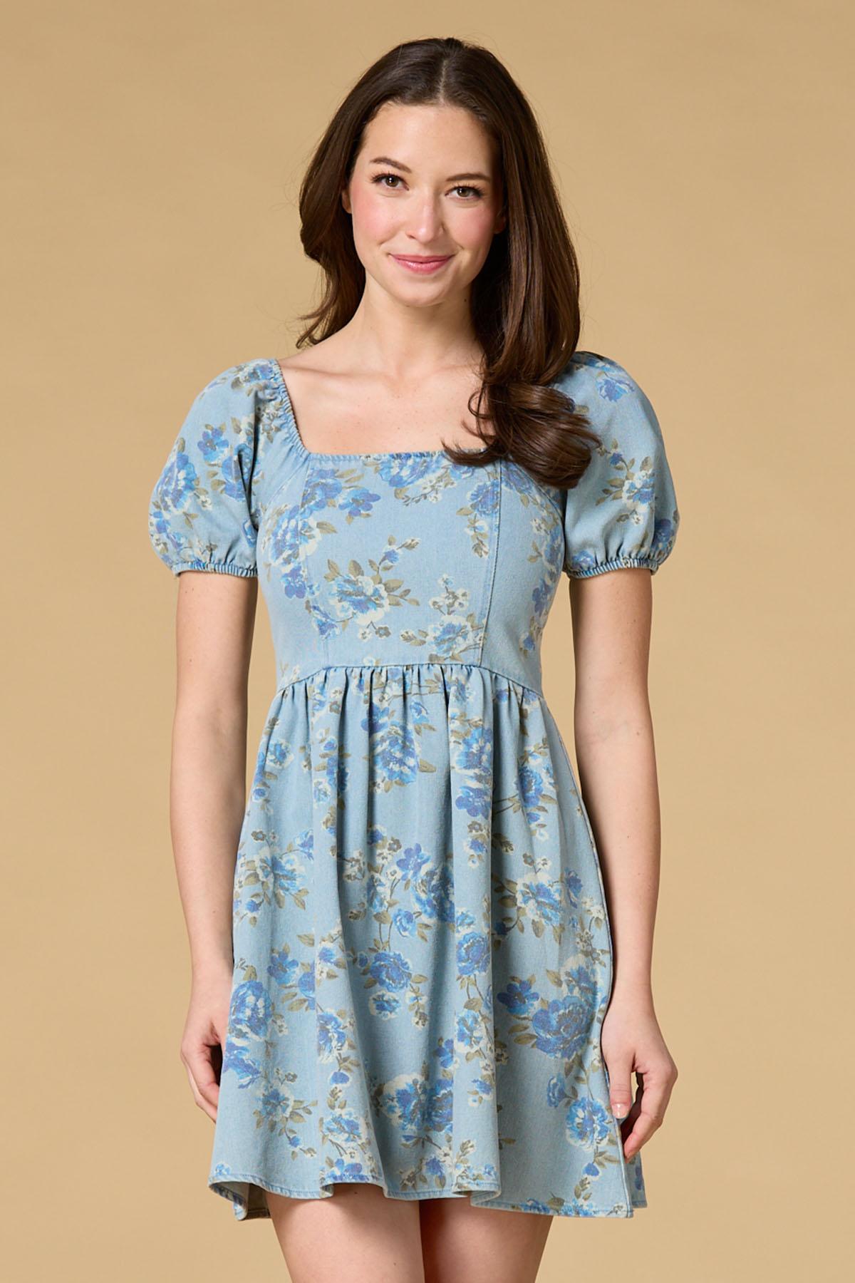 Blue Hydrangeas Denim Dress Blue Hydrangeas Denim Dress