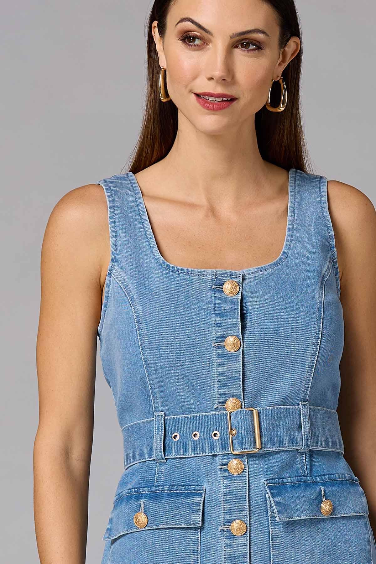 denim button down dress sleeveless Sleeveless Button Down Dress, Denim