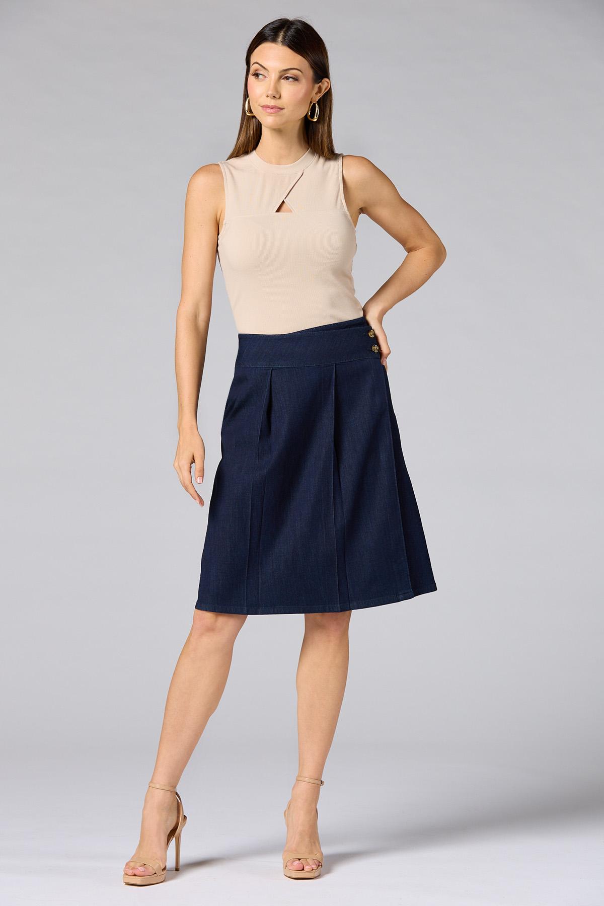 Versona | cache ribbed keyhole neckline tank- nude