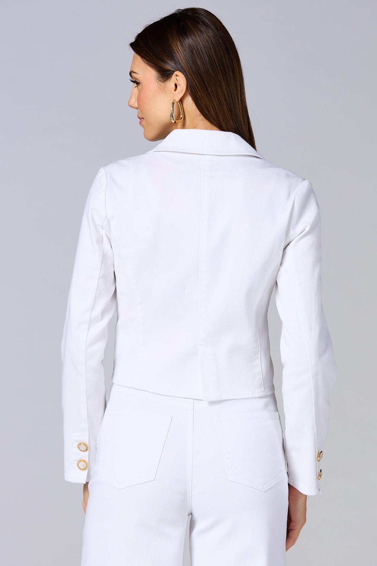 Versona | cache cropped white denim blazer
