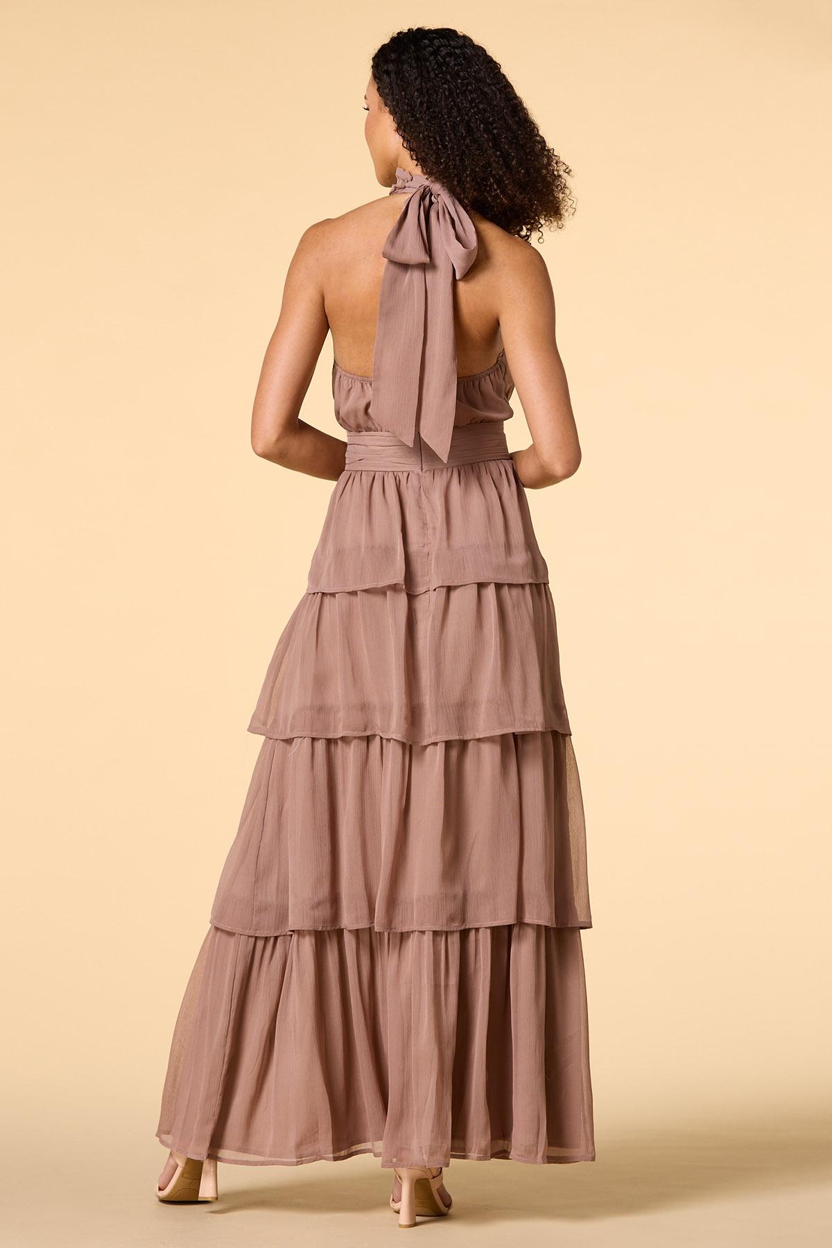 shona joy la lune asymmetrical long sleeve maxi dress Shona Joy - La Lune Plunged Long Sleeve Maxi Dress - Gold
