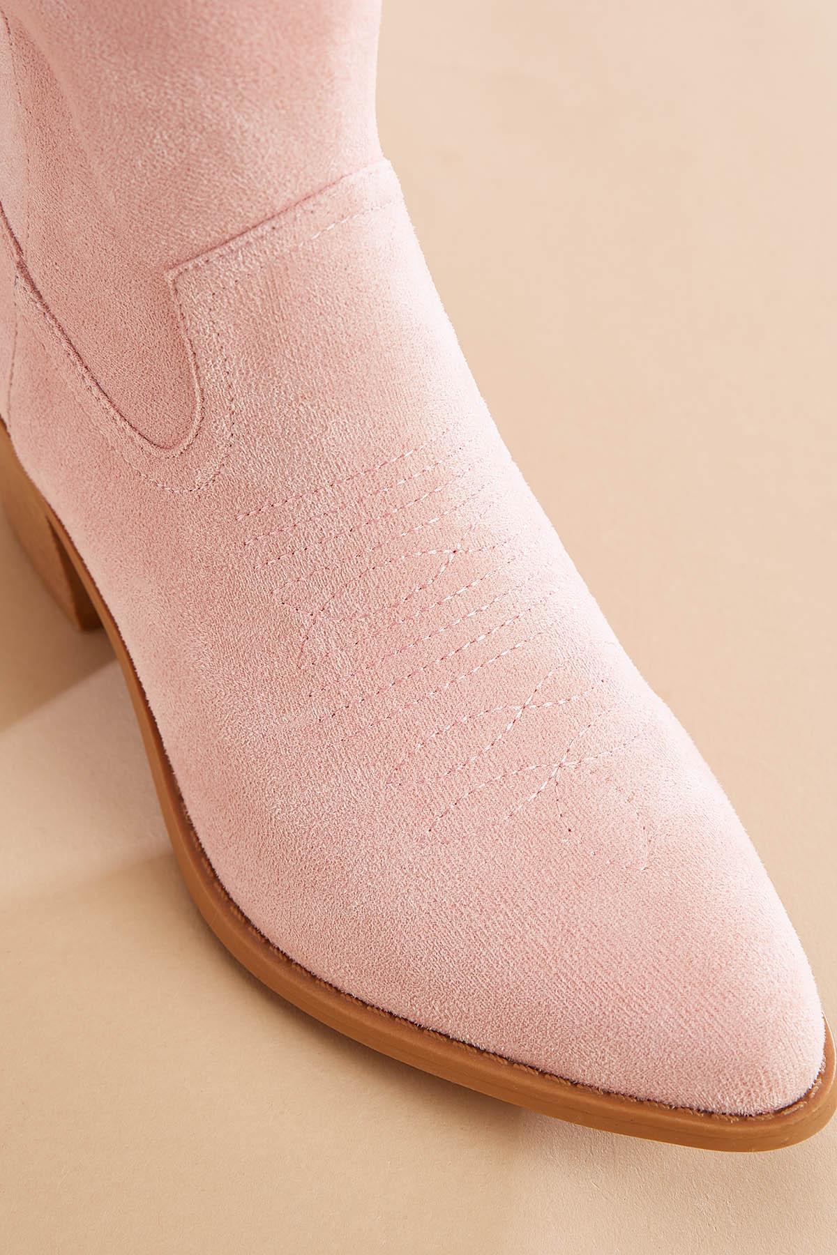 pink dress brown boots Belmore Tan Suede Knee High Heeled Boots