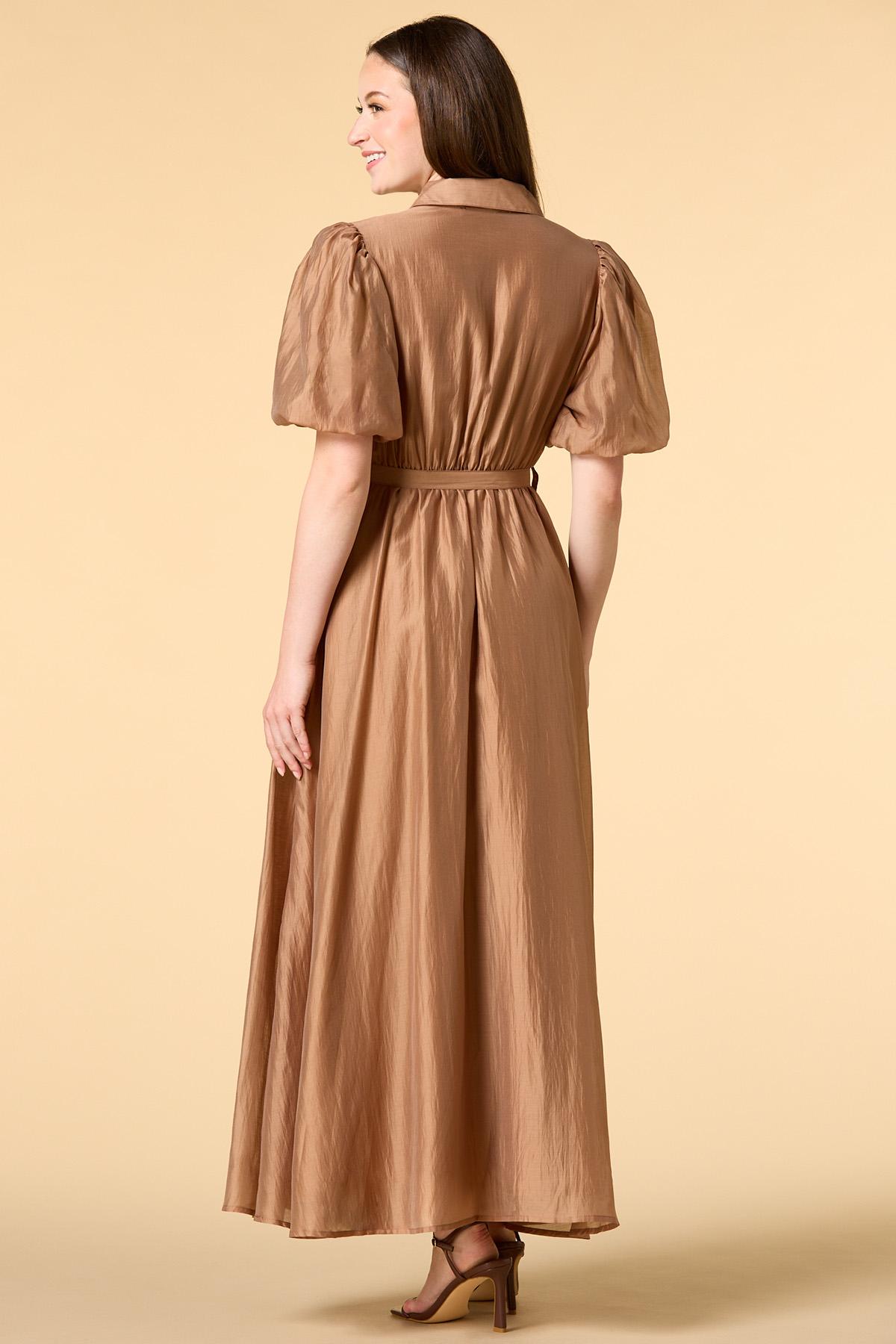 brown silk shirt dress Silk Midi Shirt Dress in Brown Roland Mouret
