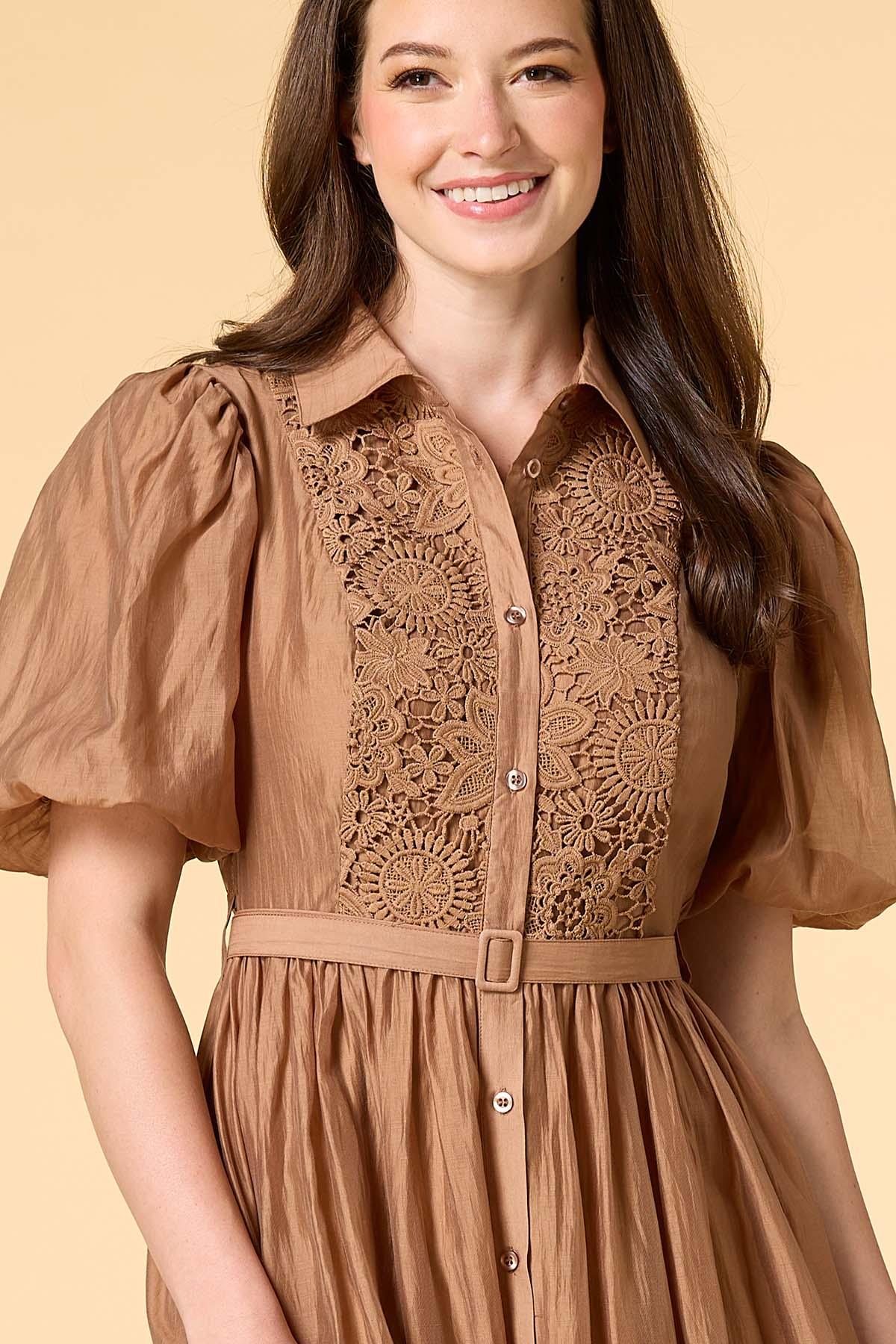 dainty darling maxi shirt dress - Brown
