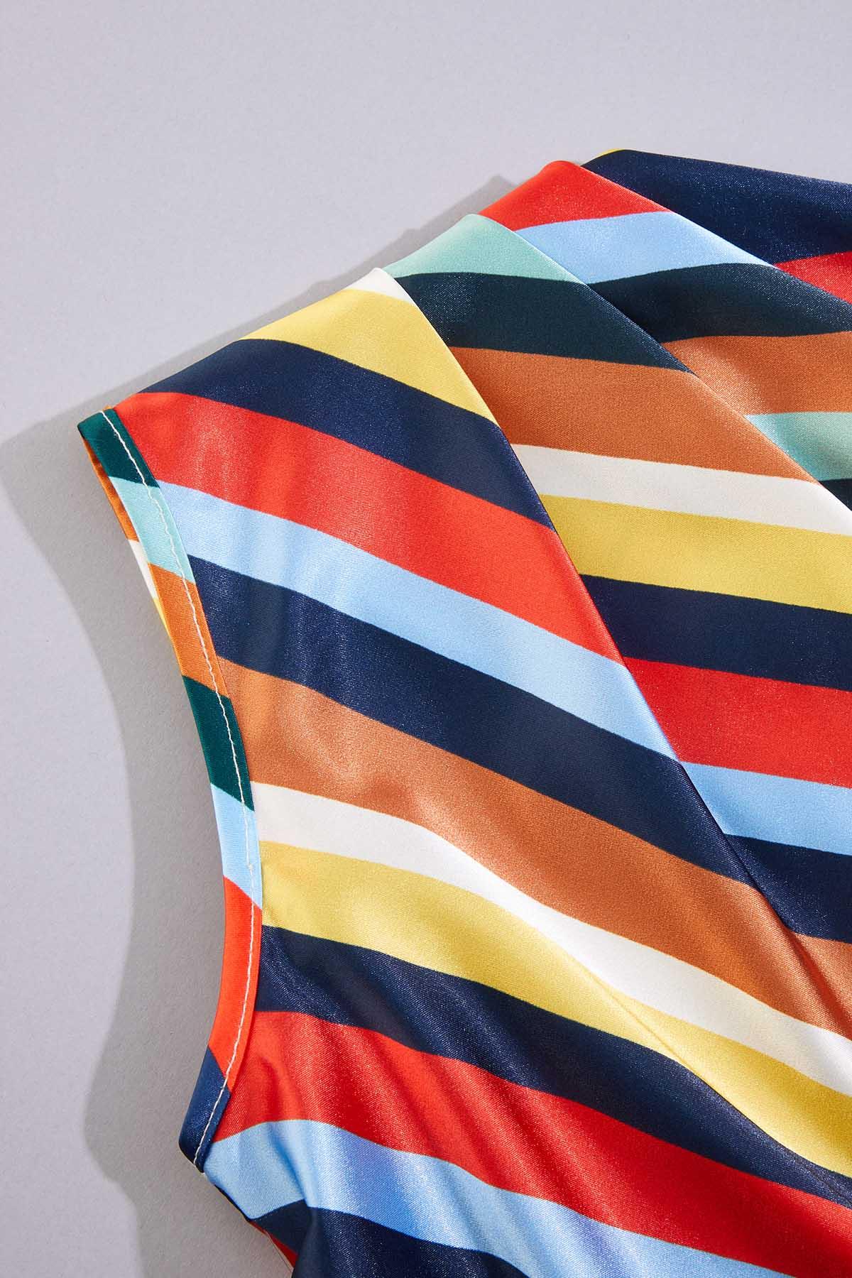 Versona | cache off the shoulder multicolor stripe top