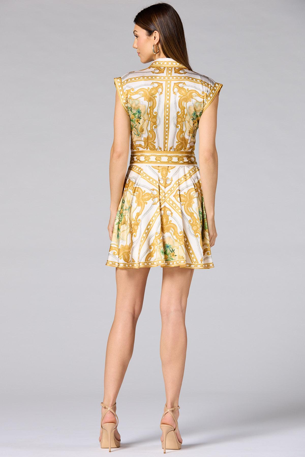printed satin shirt dress Vestido Tipo Camisa de Satin Becoming Richer - Brown Combo