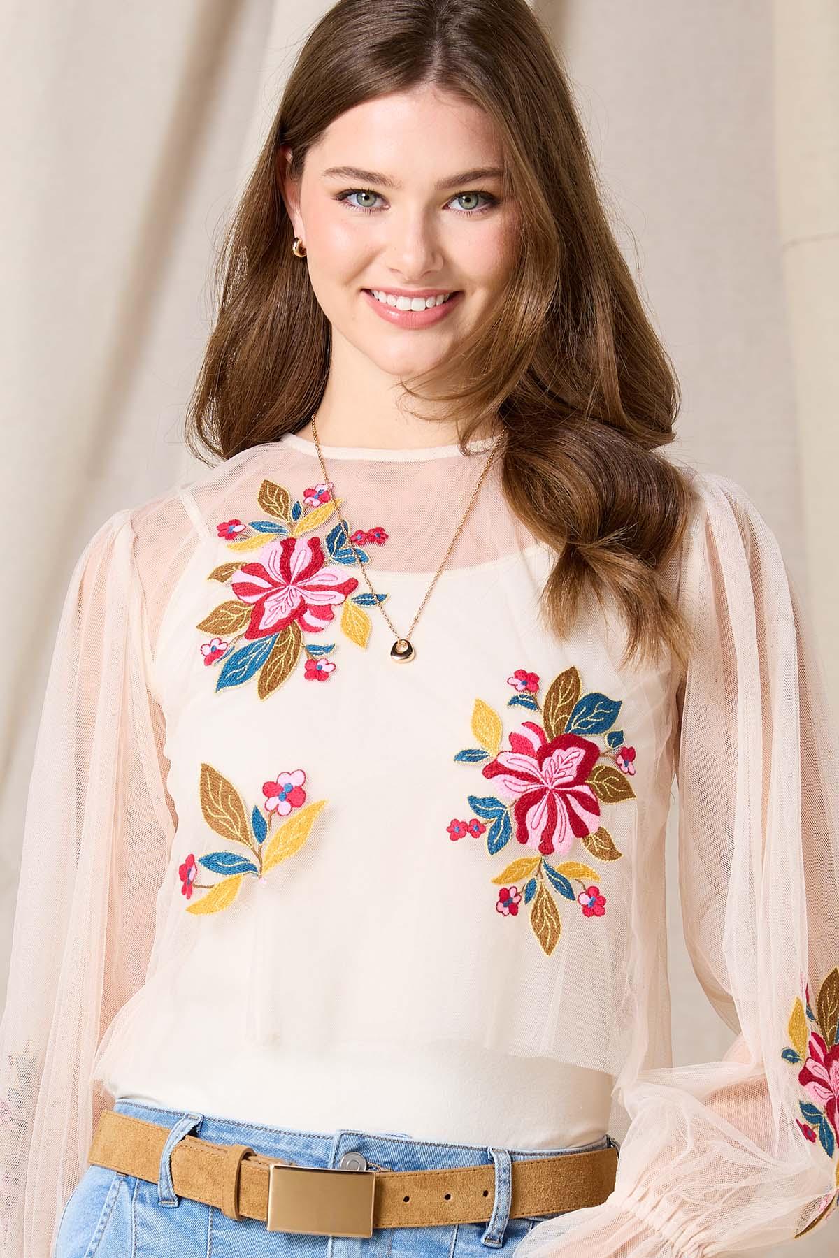 Versona | sheer bliss embroidered mesh top