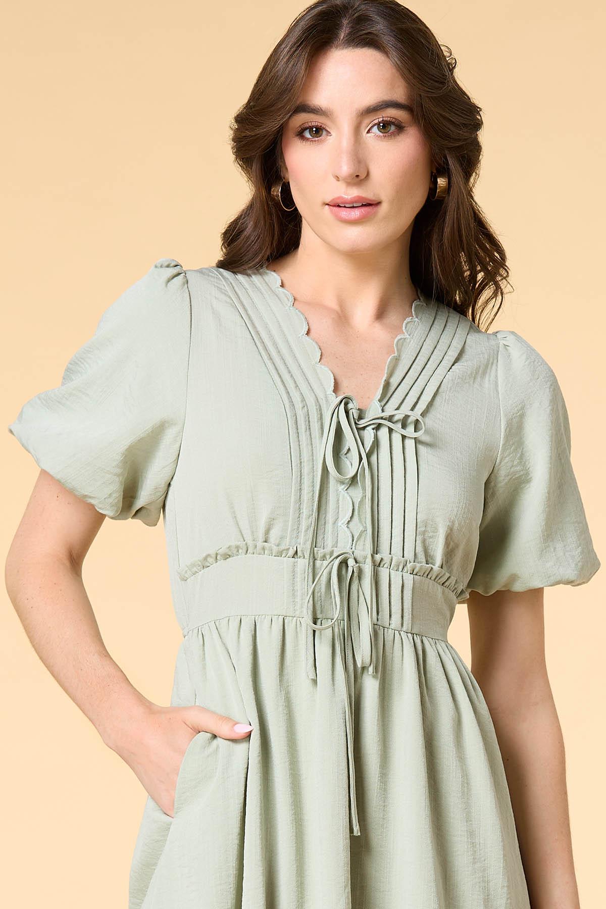 livia midi dress sage Women's Easy Authority Sage Green Button Front Utility Midi Dress | Size: M