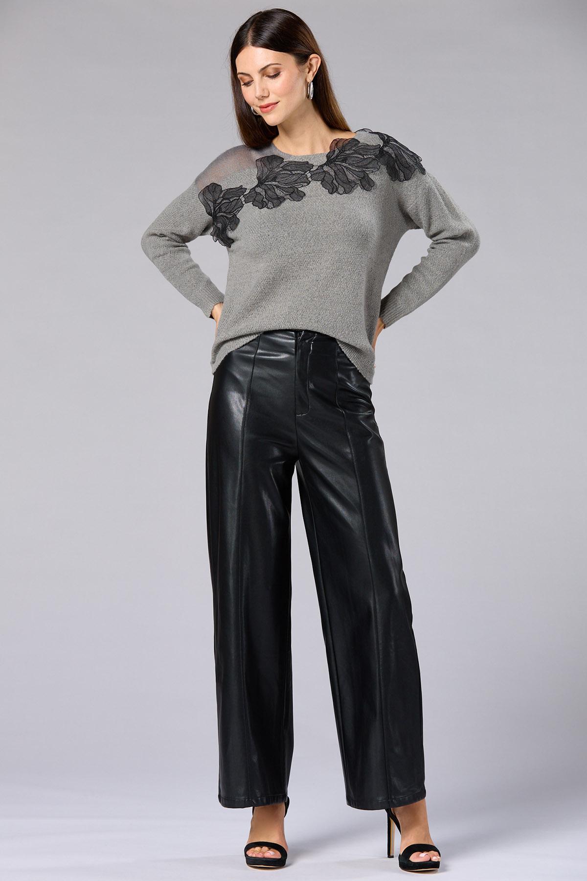 Versona | cache faux leather wide leg pants