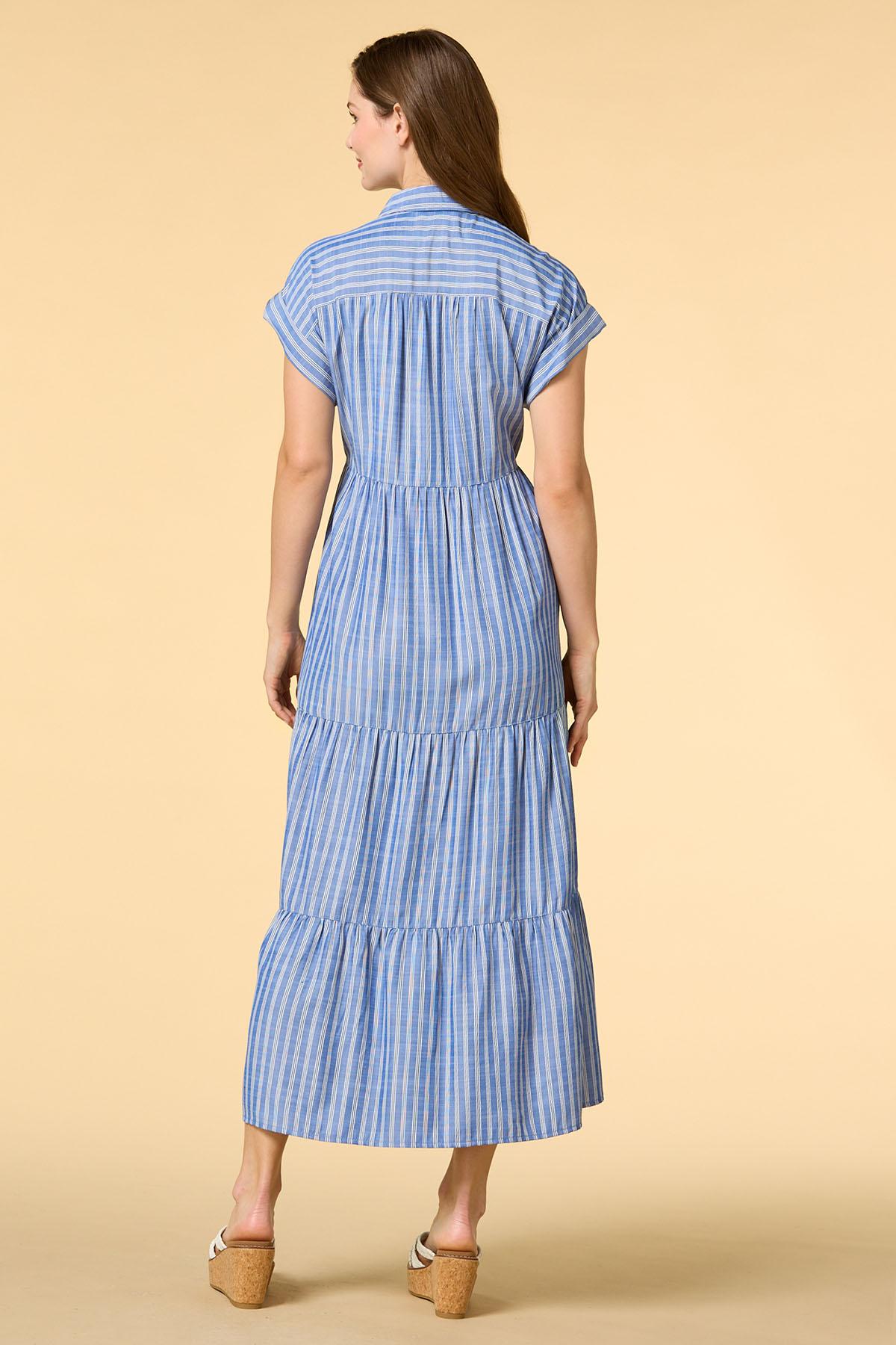 a line shirt dress English Factory line silhouette and pointed collar this dress is perfect for any occasion Front Pleat Shirt - how