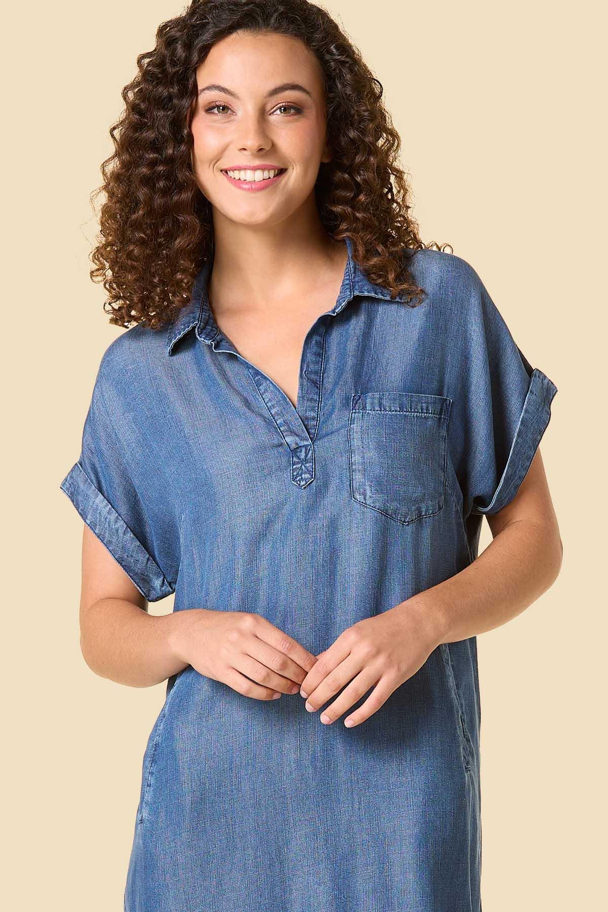 ladies chambray dress casually cool J mclaughlin