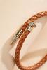  Faux Leather Braid Cuff Bracelet- Brown