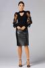  Caché Floral Mesh Sleeve Sweater