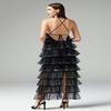  Caché Ruffled Mesh Maxi Dress