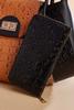  Textured Color Block Satchel And Wallet Set