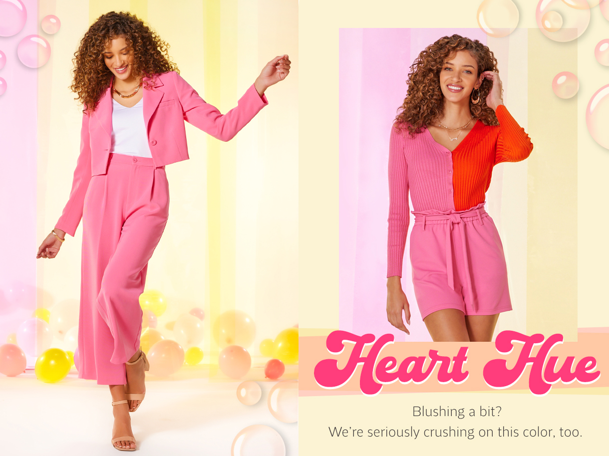 Blushing a bit. We're seriously crushing on this color, too.